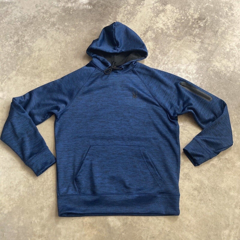 Spyder Sweatshirt Mens Size Medium Blue Tech Fleece Pullover Hoodie ProwB